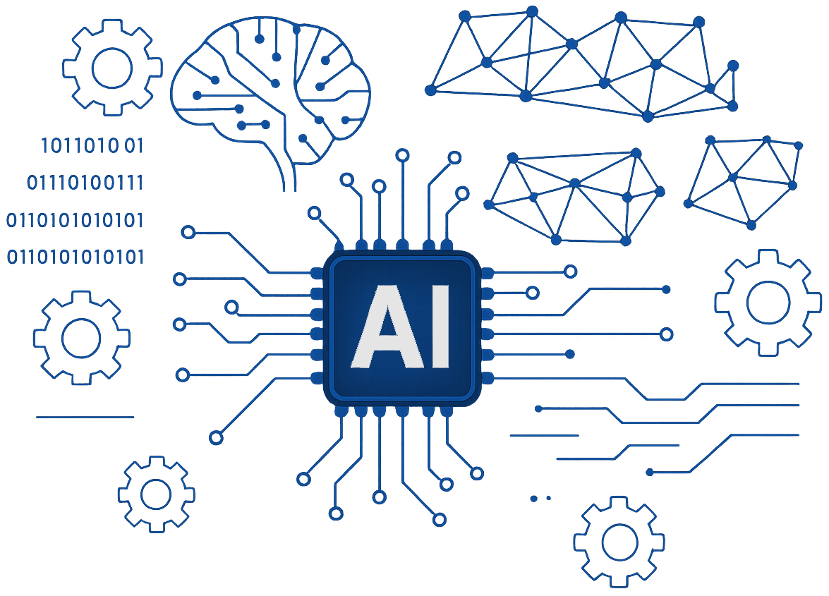 vektorový obrázok čipu s nápisom AI