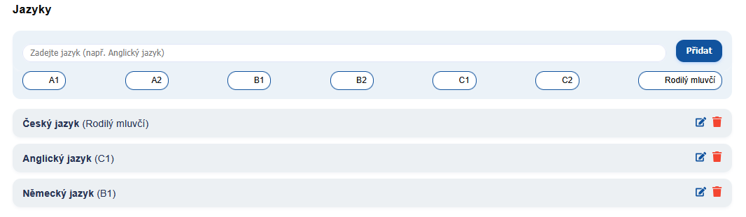 Krok 4 – Jazykové znalosti